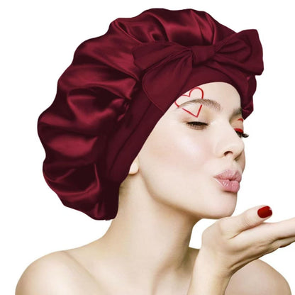 Satin Bowknot Sleep Cap