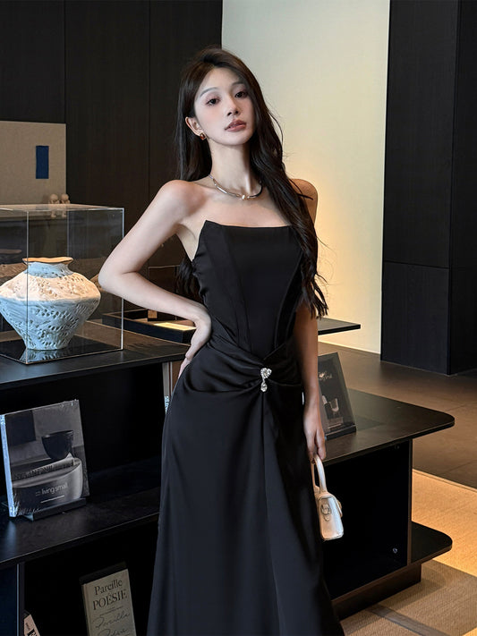 Satin Fishbone Tube Dress