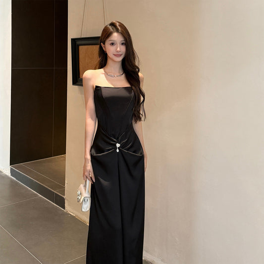 Satin Fishbone Tube Dress