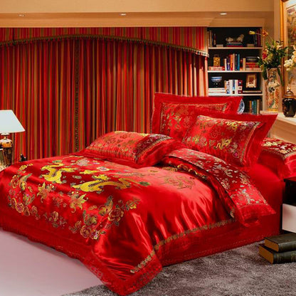Satin Jacquard Wedding Bedding Set