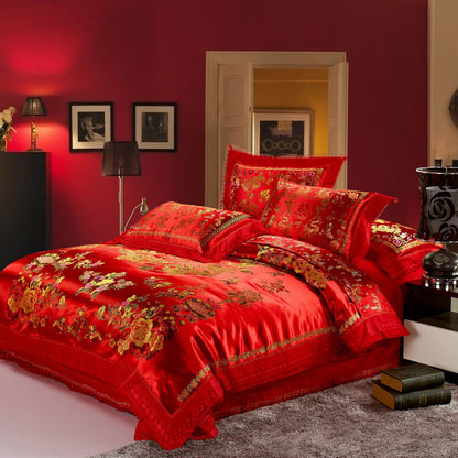 Satin Jacquard Wedding Bedding Set