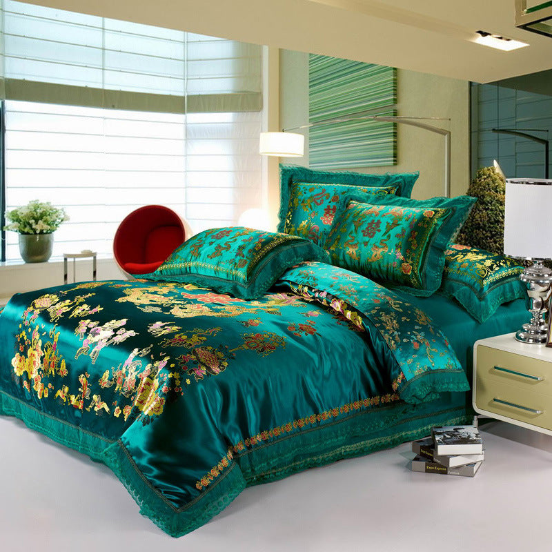 Satin Jacquard Wedding Bedding Set