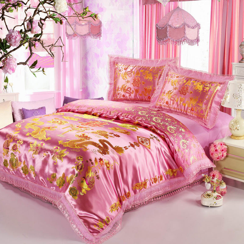Satin Jacquard Wedding Bedding Set