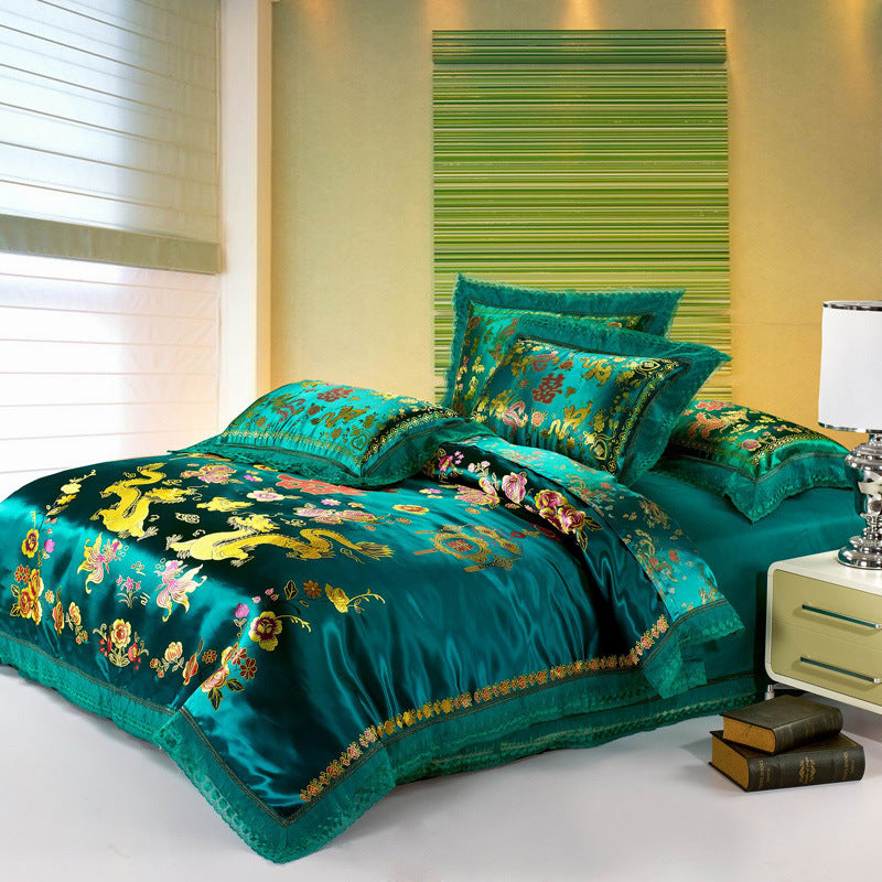 Satin Jacquard Wedding Bedding Set