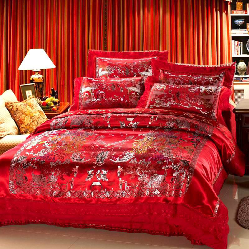 Satin Jacquard Wedding Bedding Set