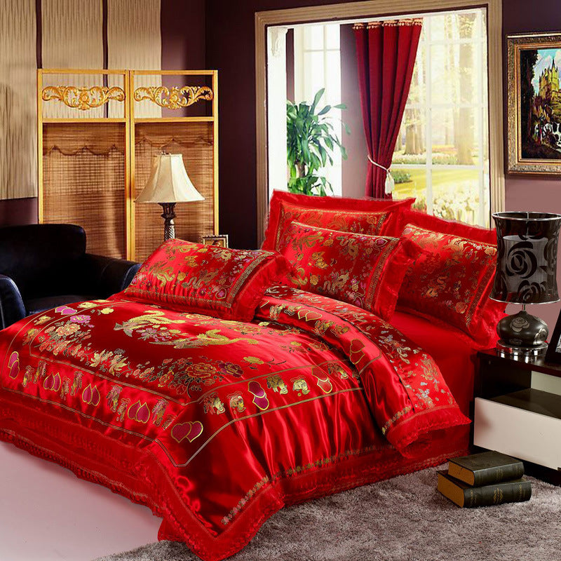 Satin Jacquard Wedding Bedding Set