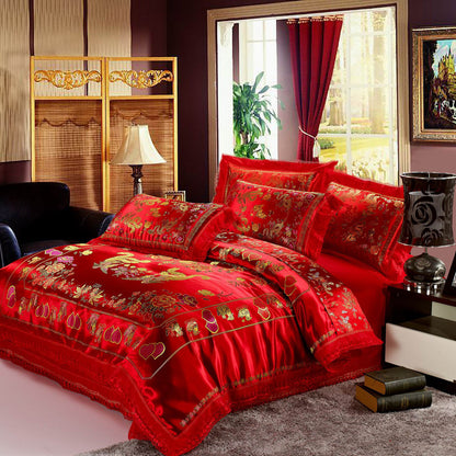 Satin Jacquard Wedding Bedding Set
