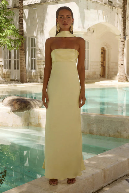 Satin Lace-Up Tube Top Dress