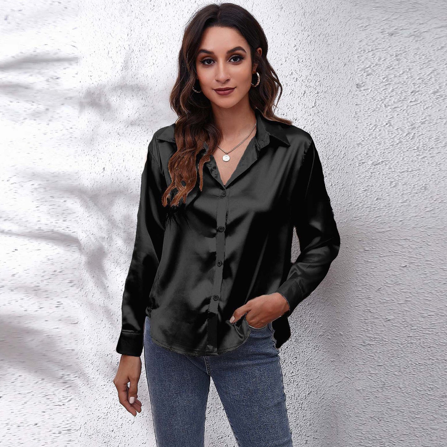 Satin Long-Sleeve Shirt