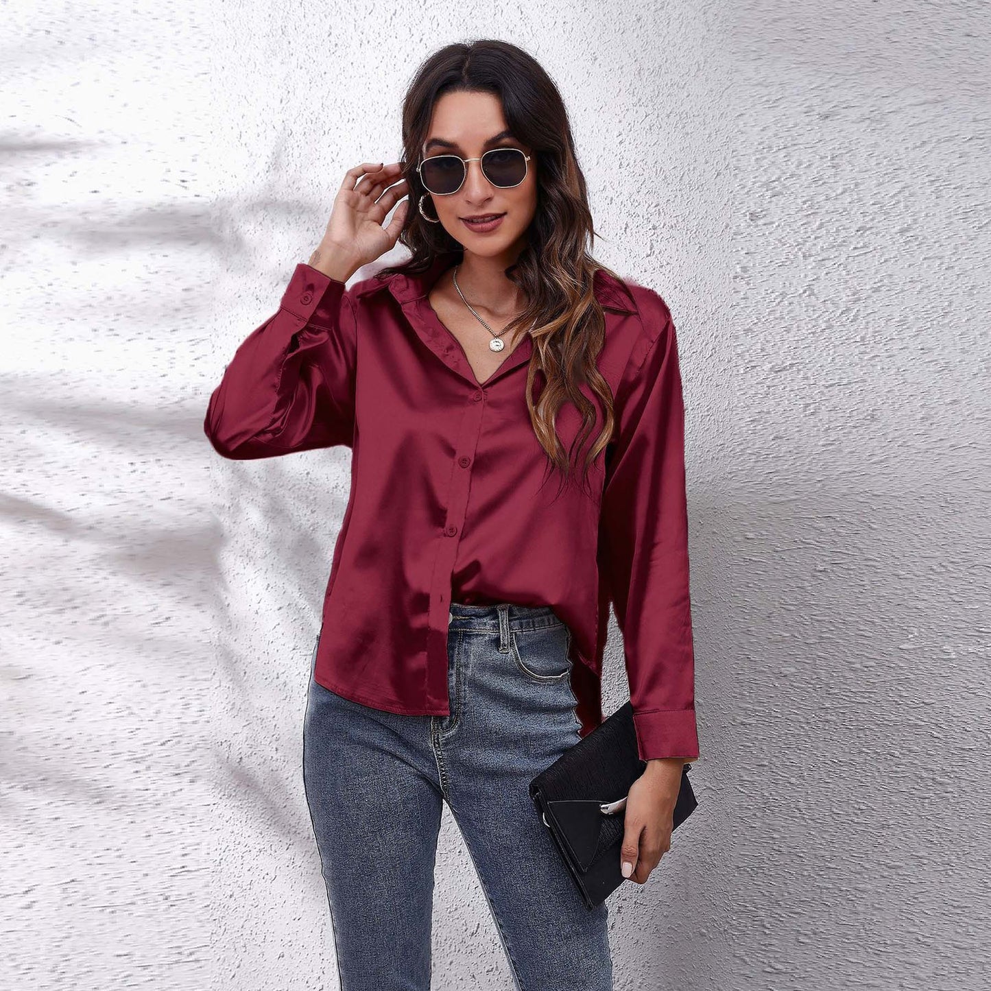 Satin Long-Sleeve Shirt