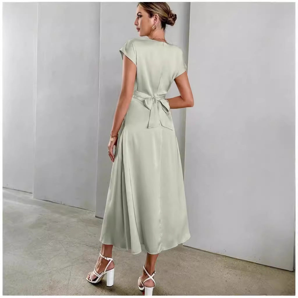 Satin one-sleeve dress