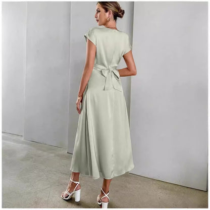 Satin one-sleeve dress