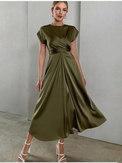 Satin one-sleeve dress