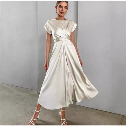 Satin one-sleeve dress