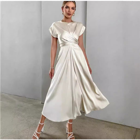 Satin one-sleeve dress