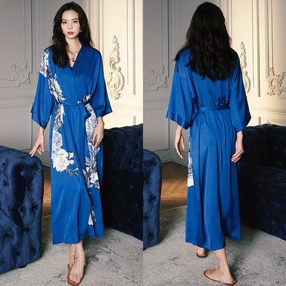 Satin Pajama Set with Seven-Point Sleeve