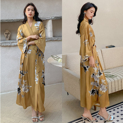 Satin Pajama Set with Seven-Point Sleeve