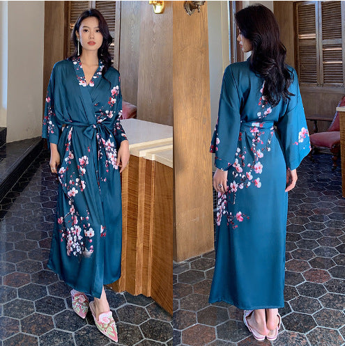 Satin Pajama Set with Seven-Point Sleeve
