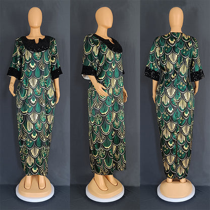 Satin Sequined Long Gown
