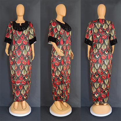 Satin Sequined Long Gown