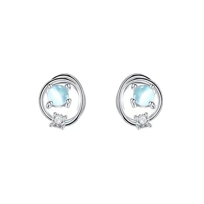 Saturn Moonstone Planet Earrings
