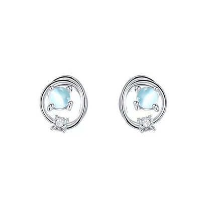 Saturn Moonstone Planet Earrings