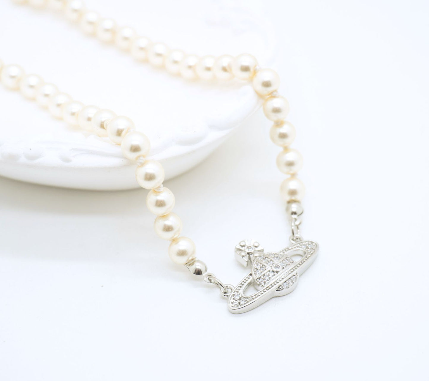 Saturn Pearl Necklace