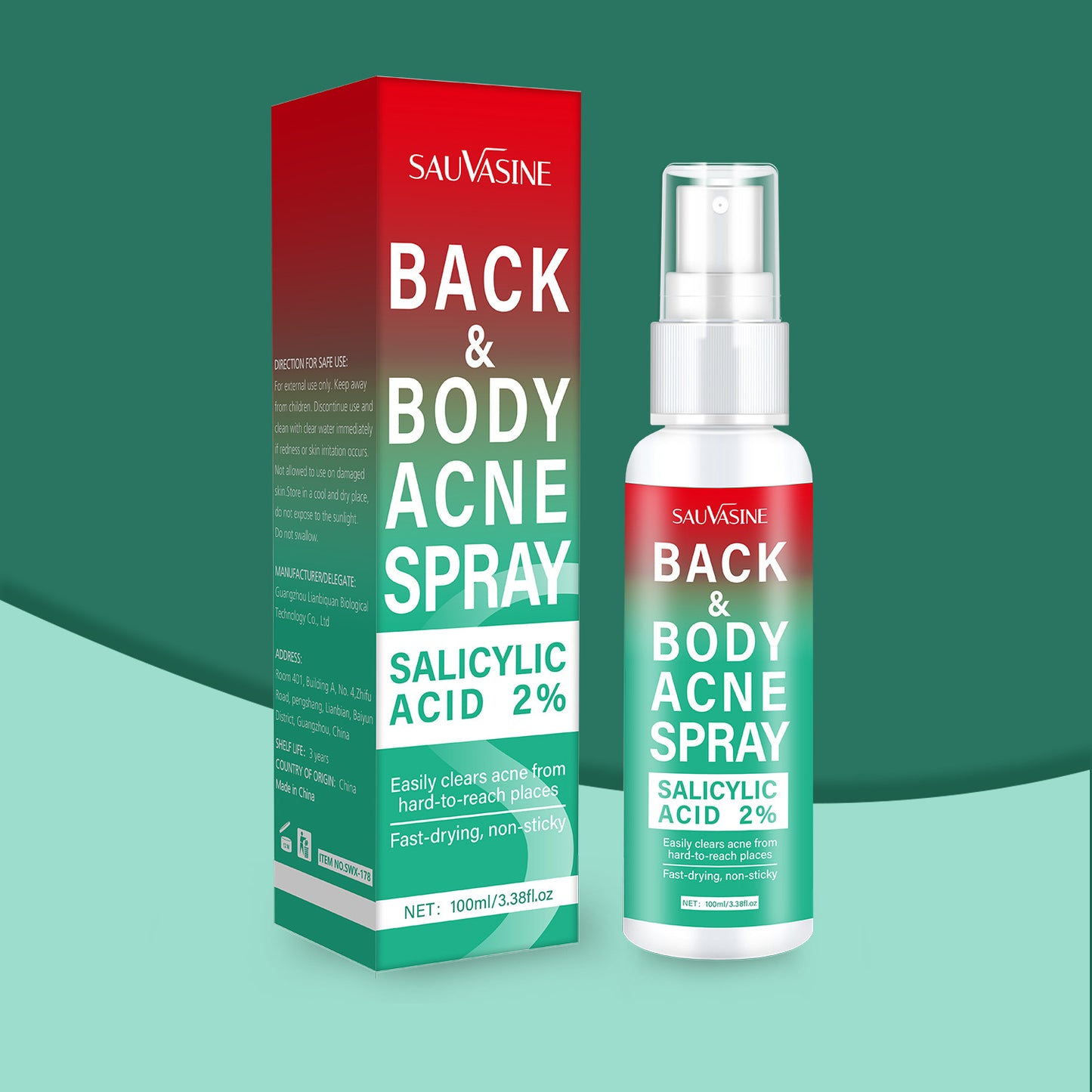 Sauvasine Body Back Acne Hydrating Spray