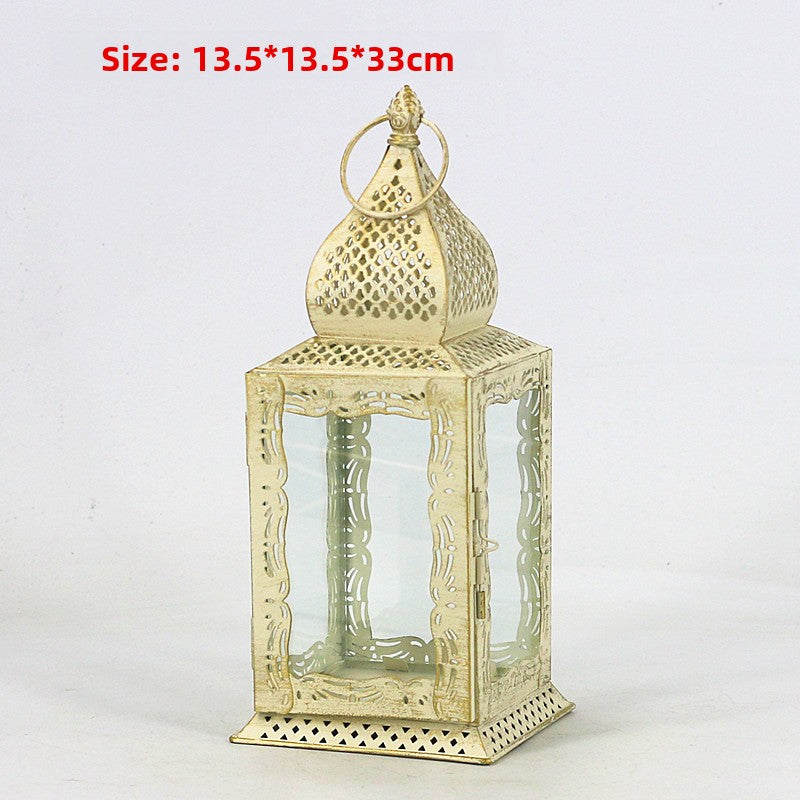 Scandinavian Iron Cut Out House Candlestick Table Lamp