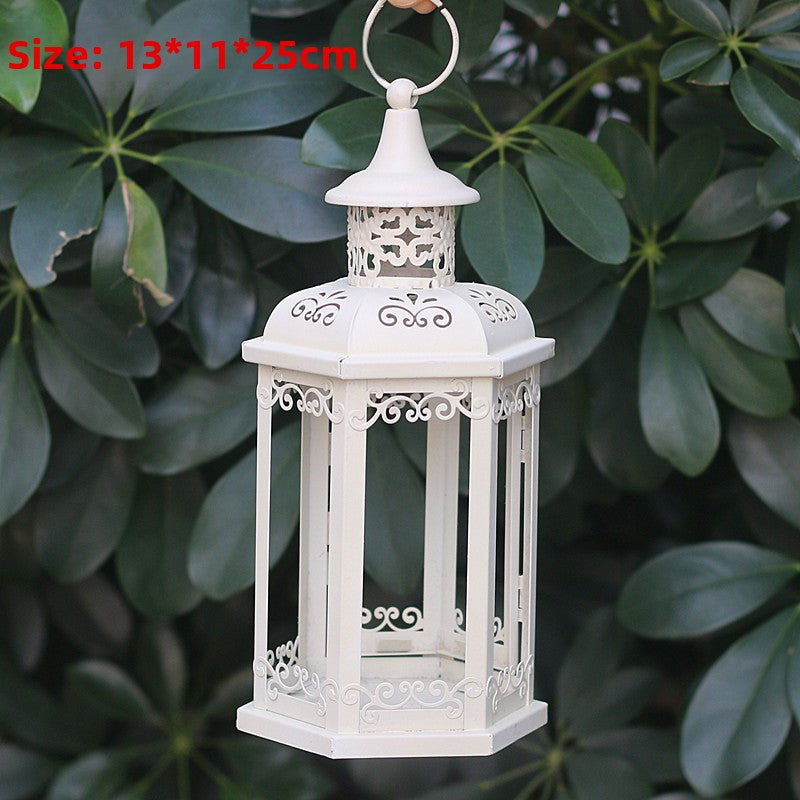 Scandinavian Iron Cut Out House Candlestick Table Lamp