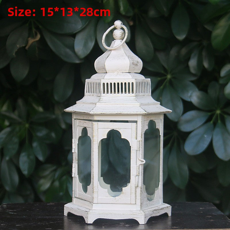 Scandinavian Iron Cut Out House Candlestick Table Lamp