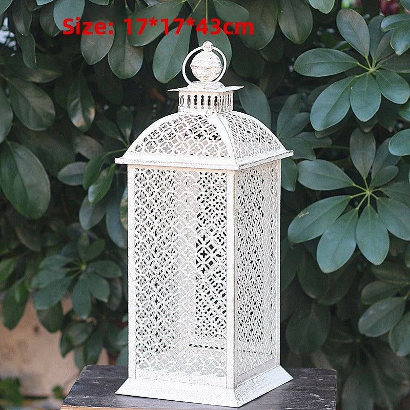 Scandinavian Iron Cut Out House Candlestick Table Lamp