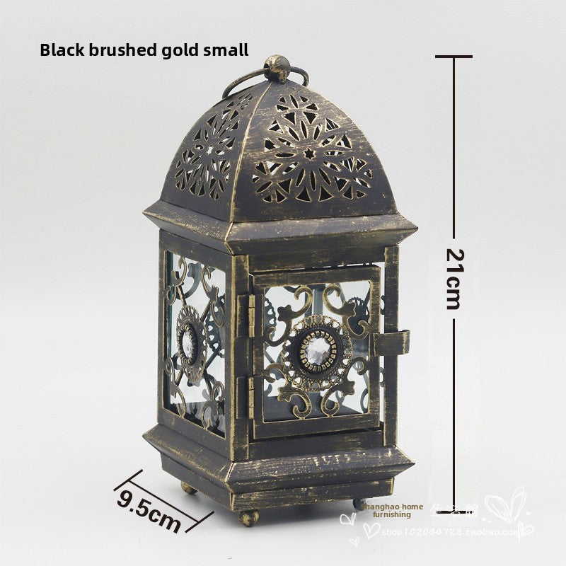 Scandinavian Iron Cut Out House Candlestick Table Lamp