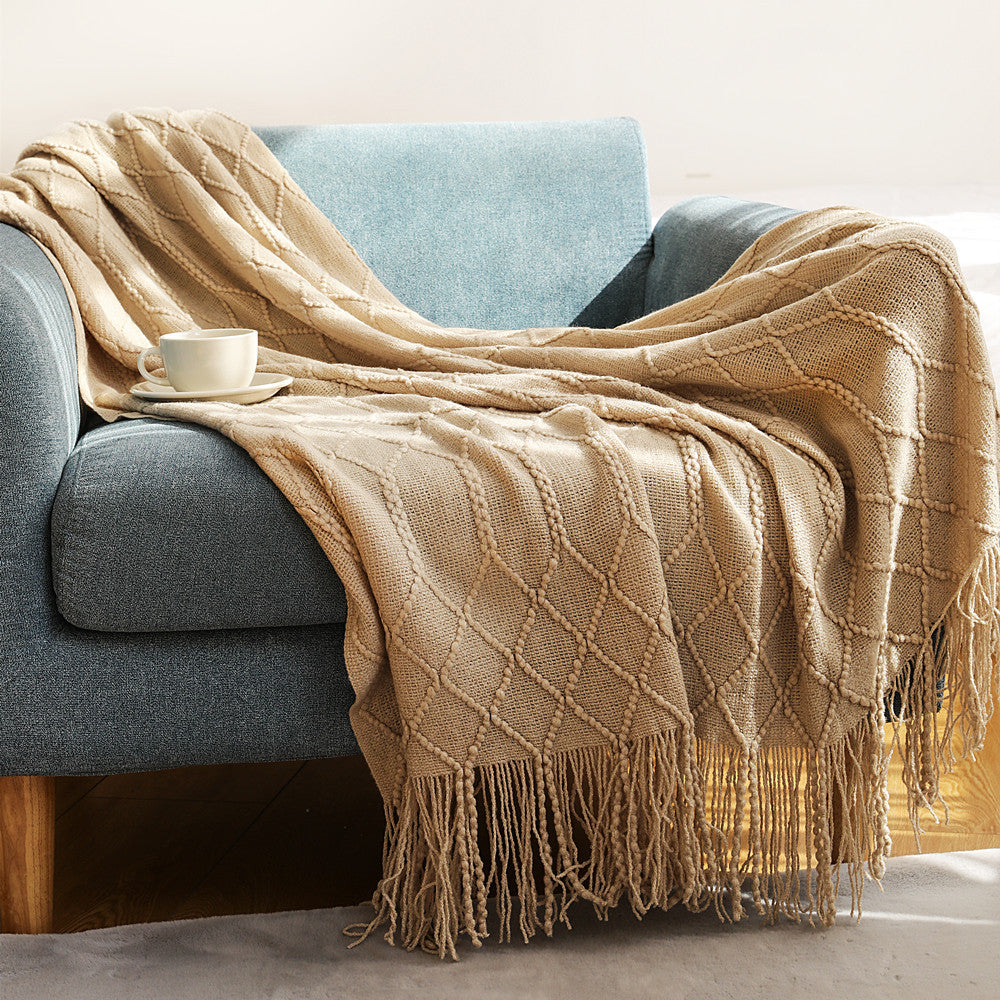 Scandinavian Knitted Acrylic Throw Blanket