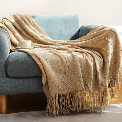 Scandinavian Knitted Acrylic Throw Blanket