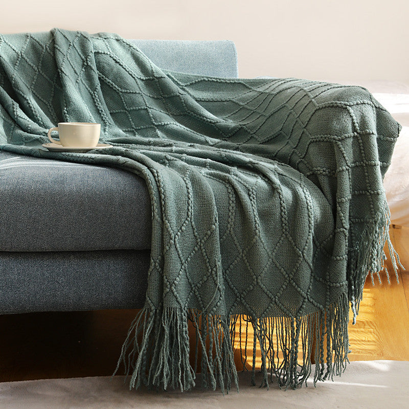 Scandinavian Knitted Acrylic Throw Blanket