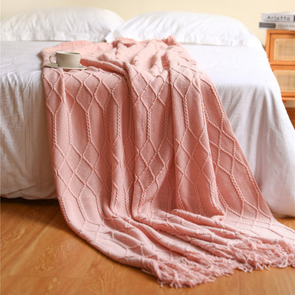 Scandinavian Knitted Acrylic Throw Blanket