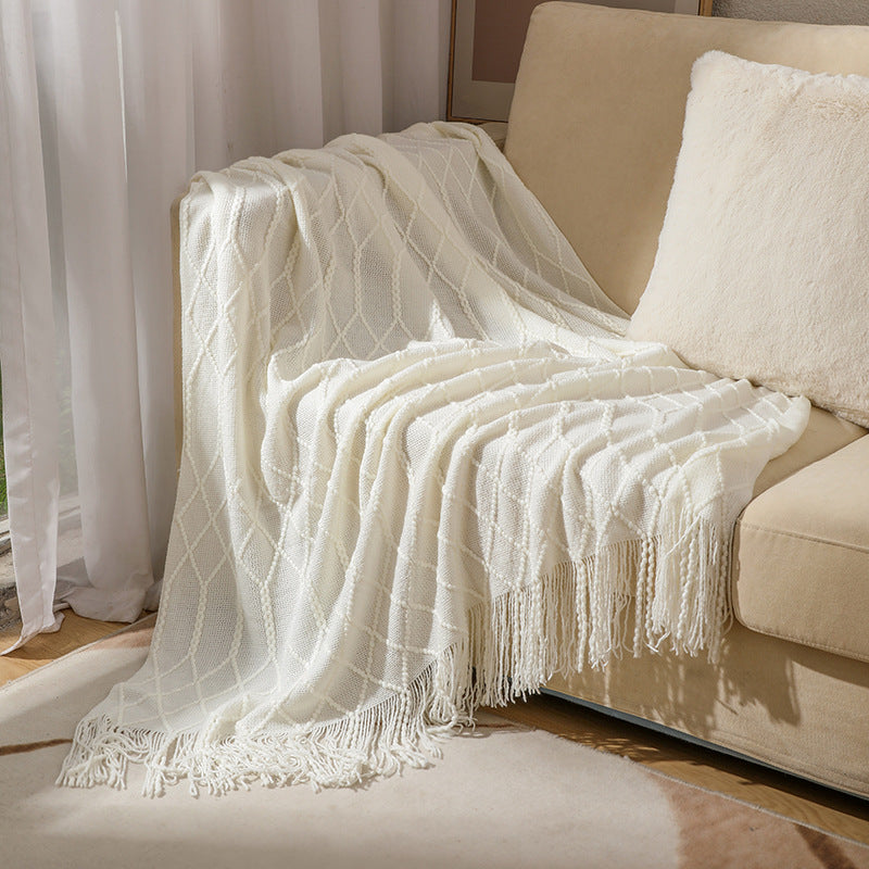 Scandinavian Knitted Acrylic Throw Blanket