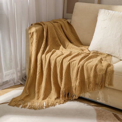 Scandinavian Knitted Acrylic Throw Blanket