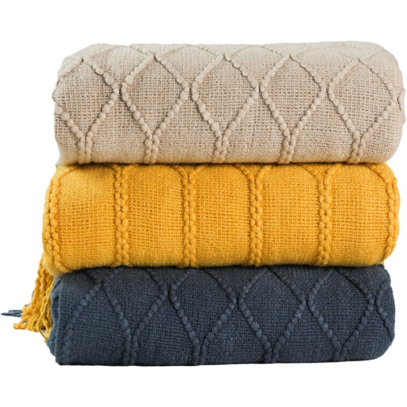 Scandinavian Knitted Acrylic Throw Blanket