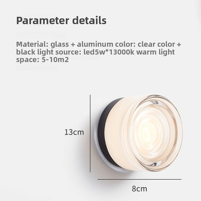 Scandinavian Normcore Glass Wall Lamp Designer Aisle Bedroom Bedside Atmosphere Lamp Creative Bathroom Led Mirror Headlight