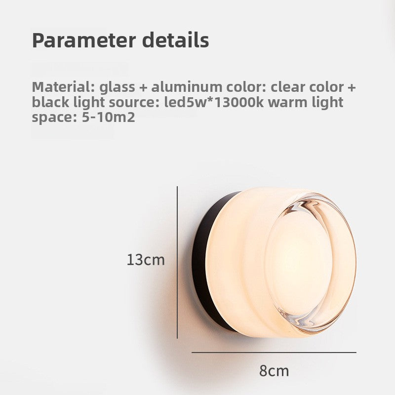 Scandinavian Normcore Glass Wall Lamp Designer Aisle Bedroom Bedside Atmosphere Lamp Creative Bathroom Led Mirror Headlight