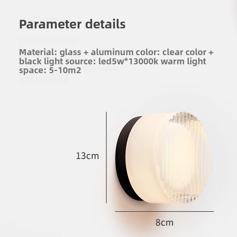 Scandinavian Normcore Glass Wall Lamp Designer Aisle Bedroom Bedside Atmosphere Lamp Creative Bathroom Led Mirror Headlight