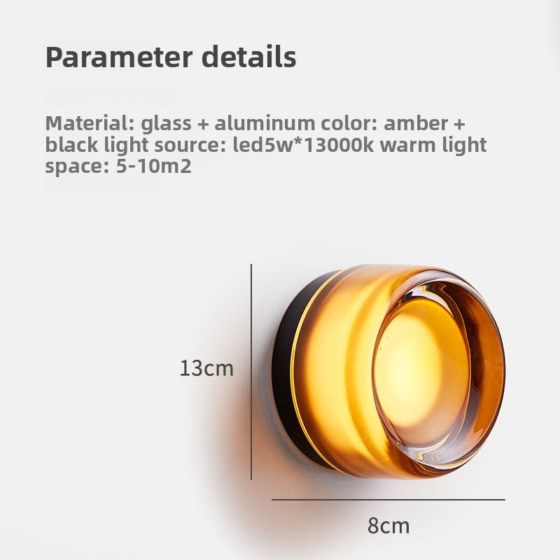 Scandinavian Normcore Glass Wall Lamp Designer Aisle Bedroom Bedside Atmosphere Lamp Creative Bathroom Led Mirror Headlight