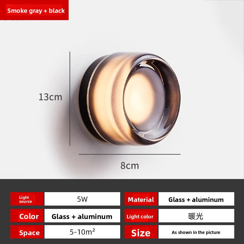 Scandinavian Normcore Glass Wall Lamp Designer Aisle Bedroom Bedside Atmosphere Lamp Creative Bathroom Led Mirror Headlight
