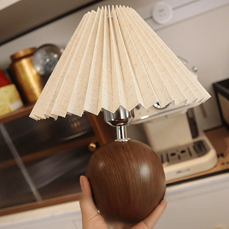 Scandinavian Pleated Table Lamp with Adjustable LED Light