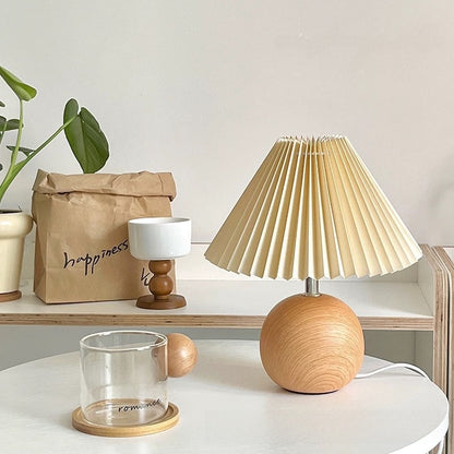 Scandinavian Pleated Table Lamp with Adjustable LED Light