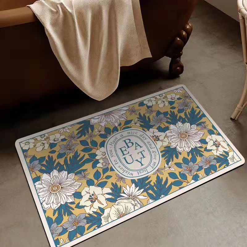 Scandinavian Retro Diatom Mud Bath Mat Non-Slip Washable Floor Rug