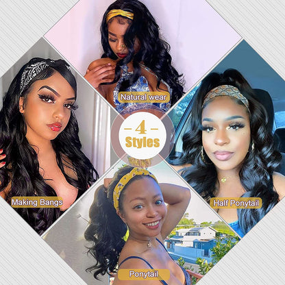 Scarf Headband Wig with Long Curly Hair
