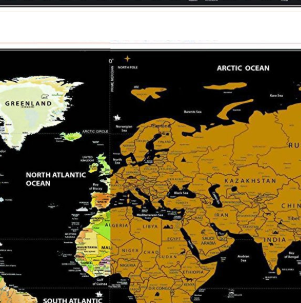 Scratch Map Dark Gold